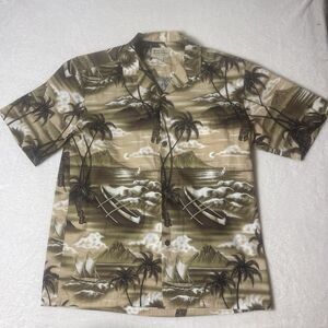 Royal Creations Mens Hawaiian Shirt Aloha L Made In Hawaii Tropical Brown Camp